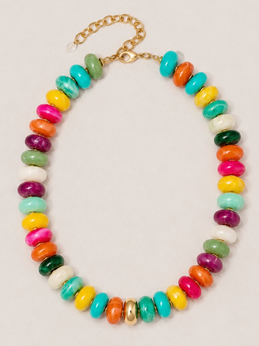 New! Preppy Colorful Mixed Bead Dopamine Necklace Nwot 5037